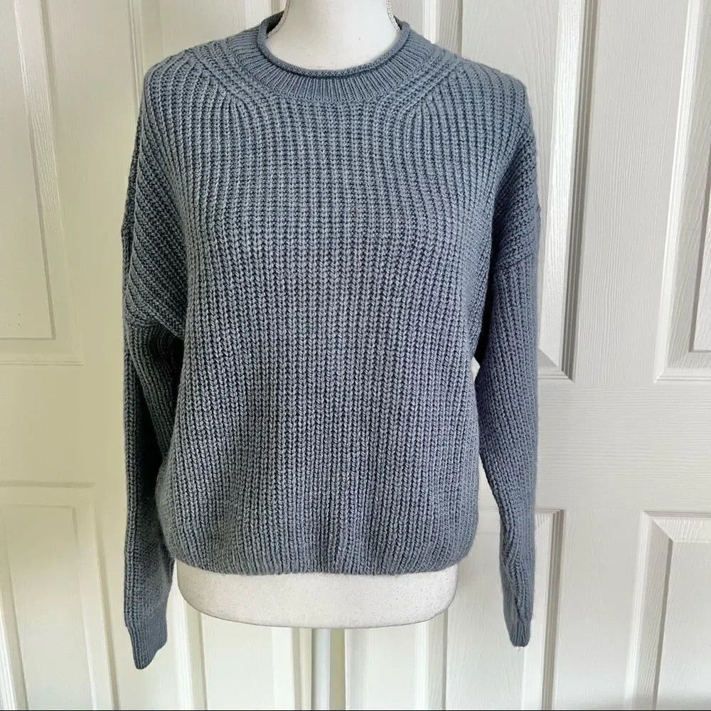 NEW BDG Urban Outfitters Fisherman Knit Sweater Blue Large